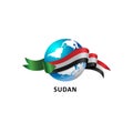 World with sudan flag